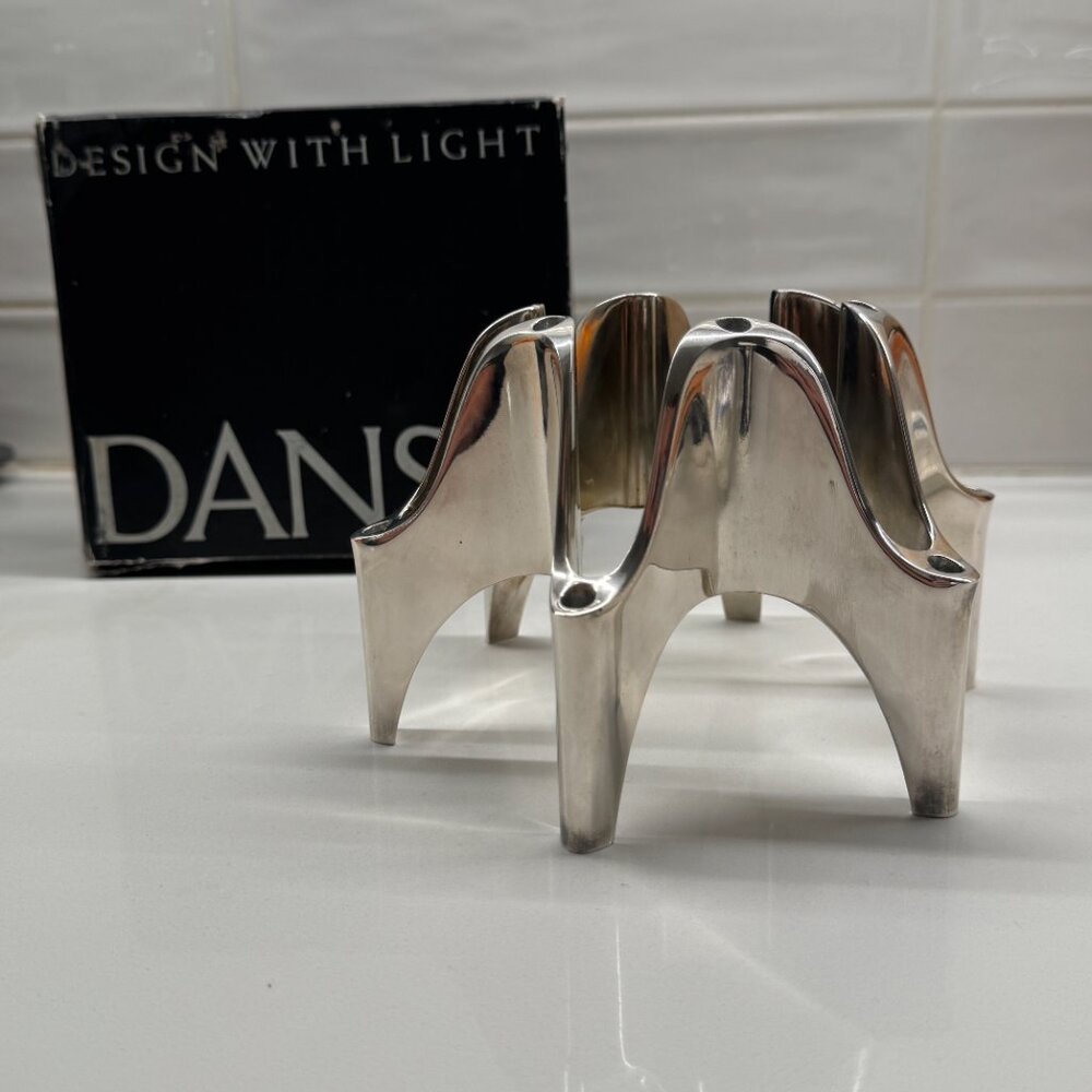 Vintage Dansk Japan Gunnar Cyren Silverplated Wave Candleholder